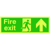 150X450MM FIRE EXIT RUNNING MAN ARROW UP - NITE GLO RIGID