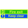 150X450MM FIRE EXIT KEEP CLEAR - NITE GLO RIGID