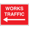 WORKS TRAFFIC ARROW LEFT - STANCHION SIGN