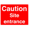 CAUTION SITE ENTRANCE - STANCHION SIGN