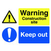 WARNING CONSTRUCTION SITE KEEP OUT - STANCHION SIGN