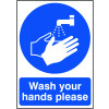 210X148MM WASH YOUR HANDS PLEASE - RIGID