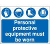 300X400MM PERSONAL PROTECTIVE EQUIPMENT MUST BE WORN CONSTRUCTION SIGN - RIGID