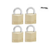 SOLID BRASS PADLOCKS DOUBLE LEVER 30MM (X4)