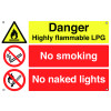 DANGER HIGHLY FLAMMABLE LPG NO SMOKING NO NAKED LIGHTS - ALUMINIUM