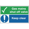 300X500MM GAS MAINS SHUT OFF VALVE KEEP - SITE SAFETY BOARD - RIGID