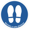 280MM DIA MAINTAIN SAFE DISTANCE FEET BLUE ANTI-SLIP FLOOR SIGN