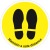 280MM DIA MAINTAIN SAFE DISTANCE FEET YELLOW ANTI-SLIP FLOOR SIGN