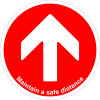 MAINTAIN SAFE DISTANCE ARROW RED ANTI-SLIP FLOOR SIGN