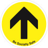 BE SOCIALLY SAFE ARROW YELLOW ANTI-SLIP FLOOR SIGN