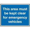 450 X 600MM THIS AREA MUST BE KEPT CLEAR FOR EMERGENCY VEHICLES CLASS 1 REFLECTIVE TRAFFIC SIGN (POST)