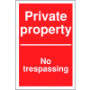 PRIVATE PROPERTY NO TRESPASSING - POLYCARBONATE