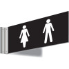 150X300MM WASHROOM SIGN - T BAR - WHITE TEXT ON BLACK BACKGROUND