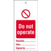 110X50MM DO NOT OPERATE MAINTENANCE SAFETY TAG