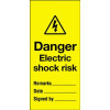 DANGER ELECTRIC SHOCK RISK MAINTENANCE SAFETY TAG